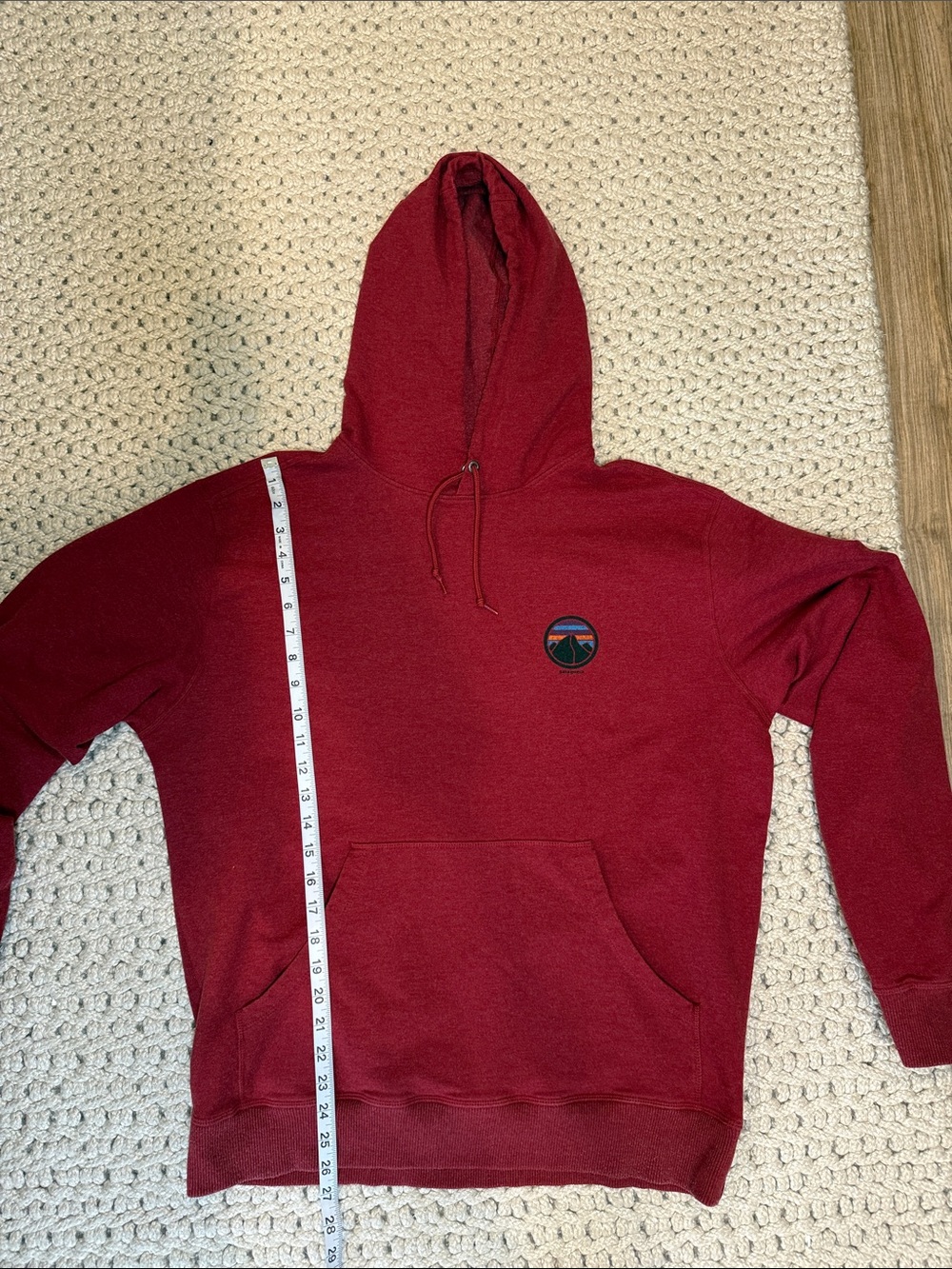Patagonia Maroon Pullover Hoodie with Chest Patch size Large - Picture 13 of 16
